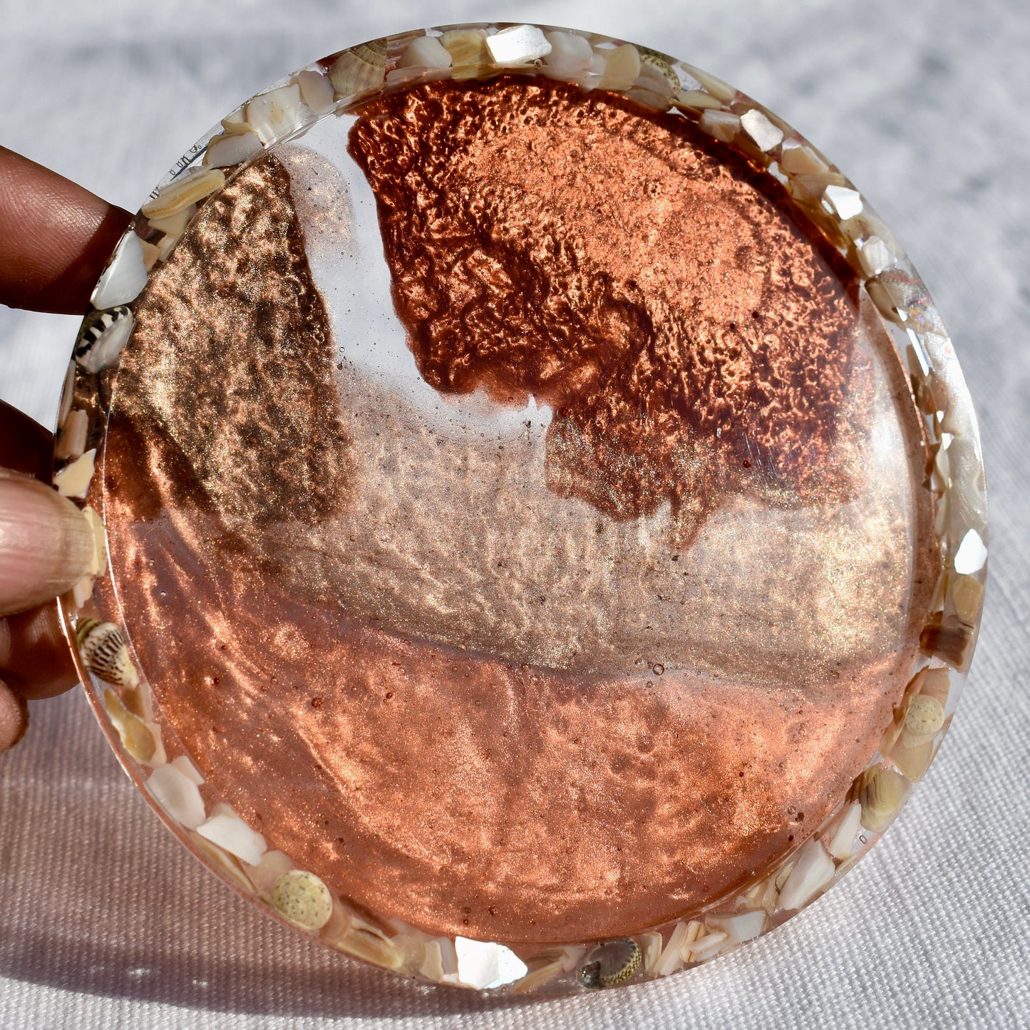 Fall Hues Coasters with Abalone Shells (Asst. Colors - set of 4)