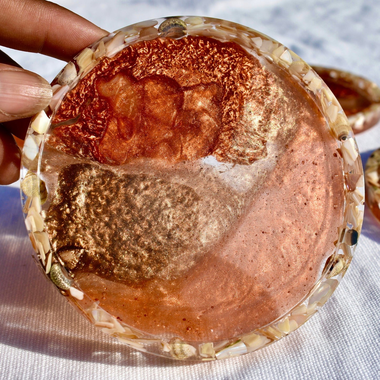 Fall Hues Coasters with Abalone Shells (Asst. Colors - set of 4)