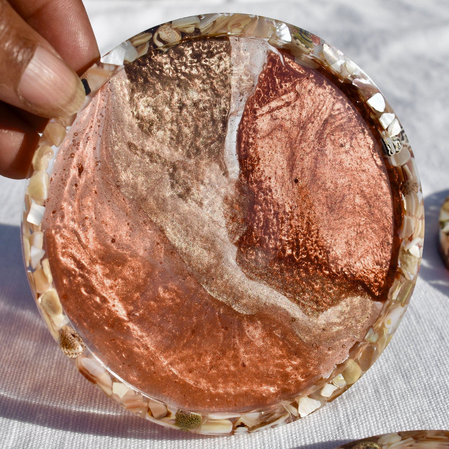 Fall Hues Coasters with Abalone Shells (Asst. Colors - set of 4)