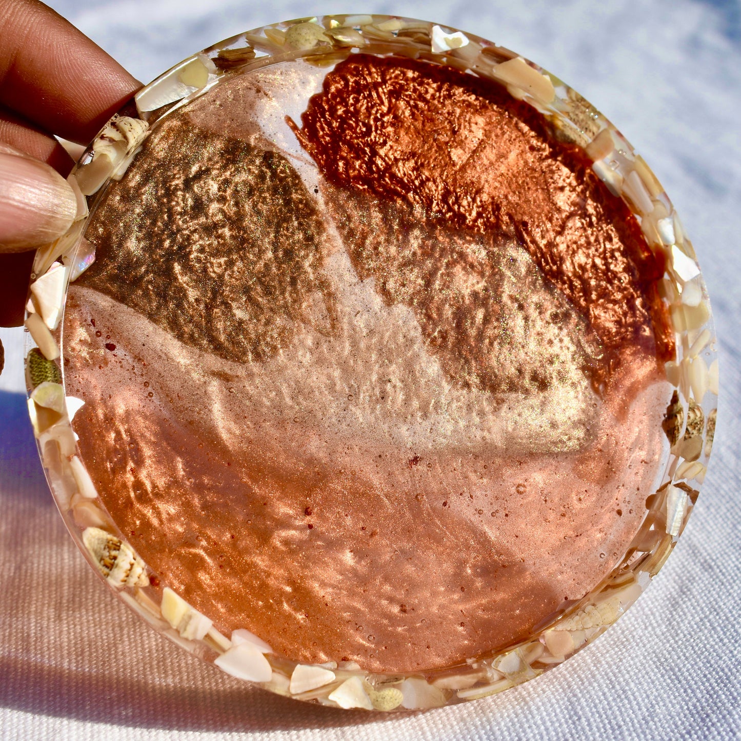 Fall Hues Coasters with Abalone Shells (Asst. Colors - set of 4)