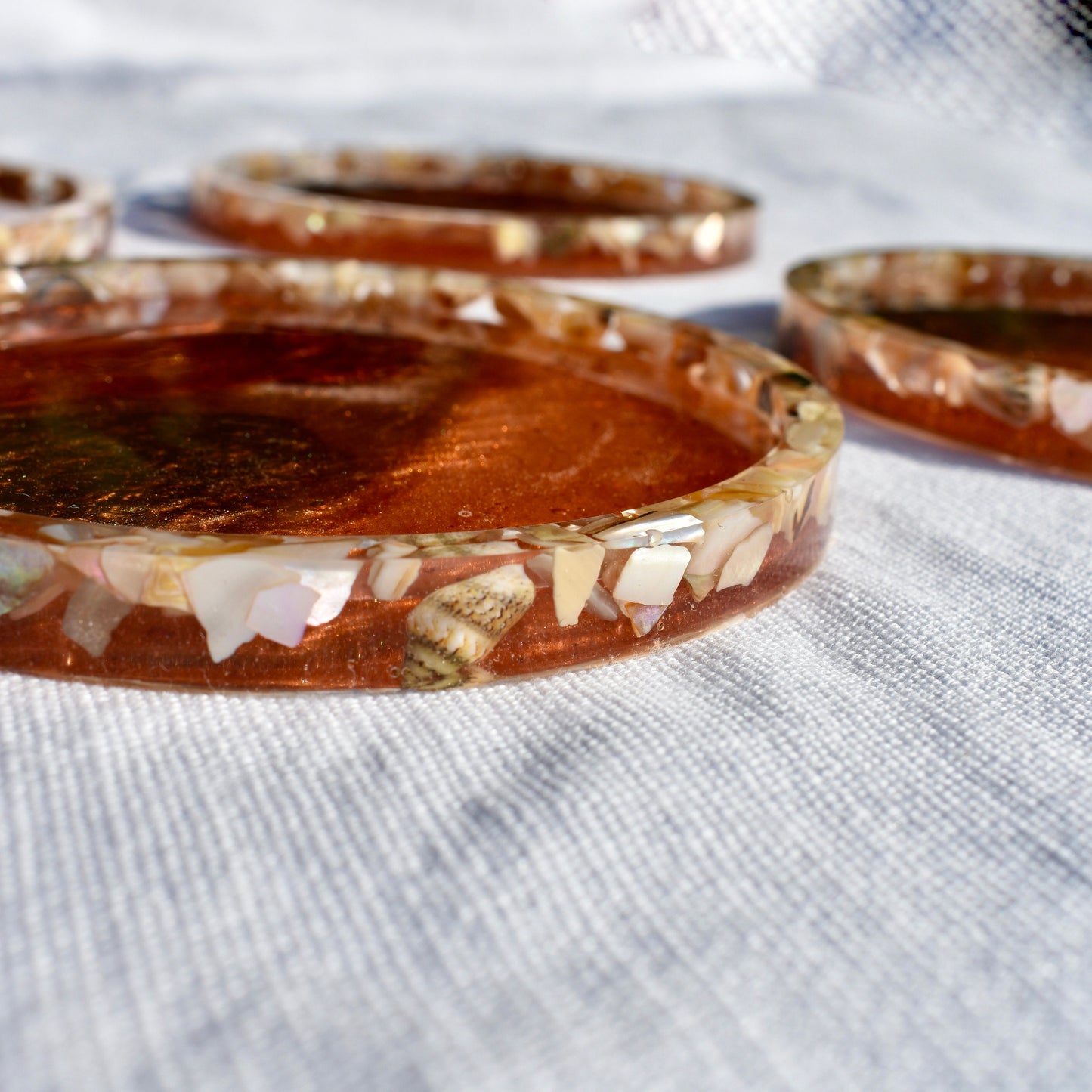 Fall Hues Coasters with Abalone Shells (Asst. Colors - set of 4)