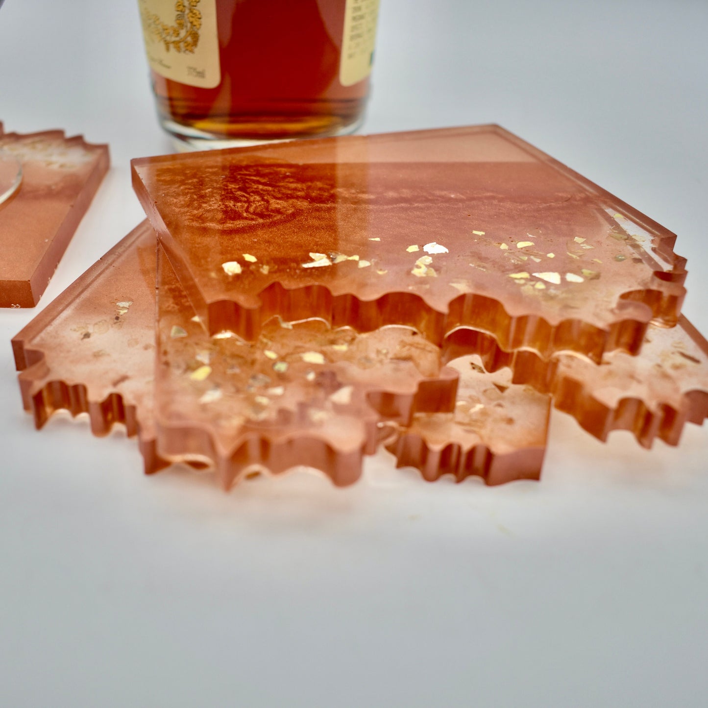 Elegant Wave Edge Resin Coasters • Holiday Coaster Set