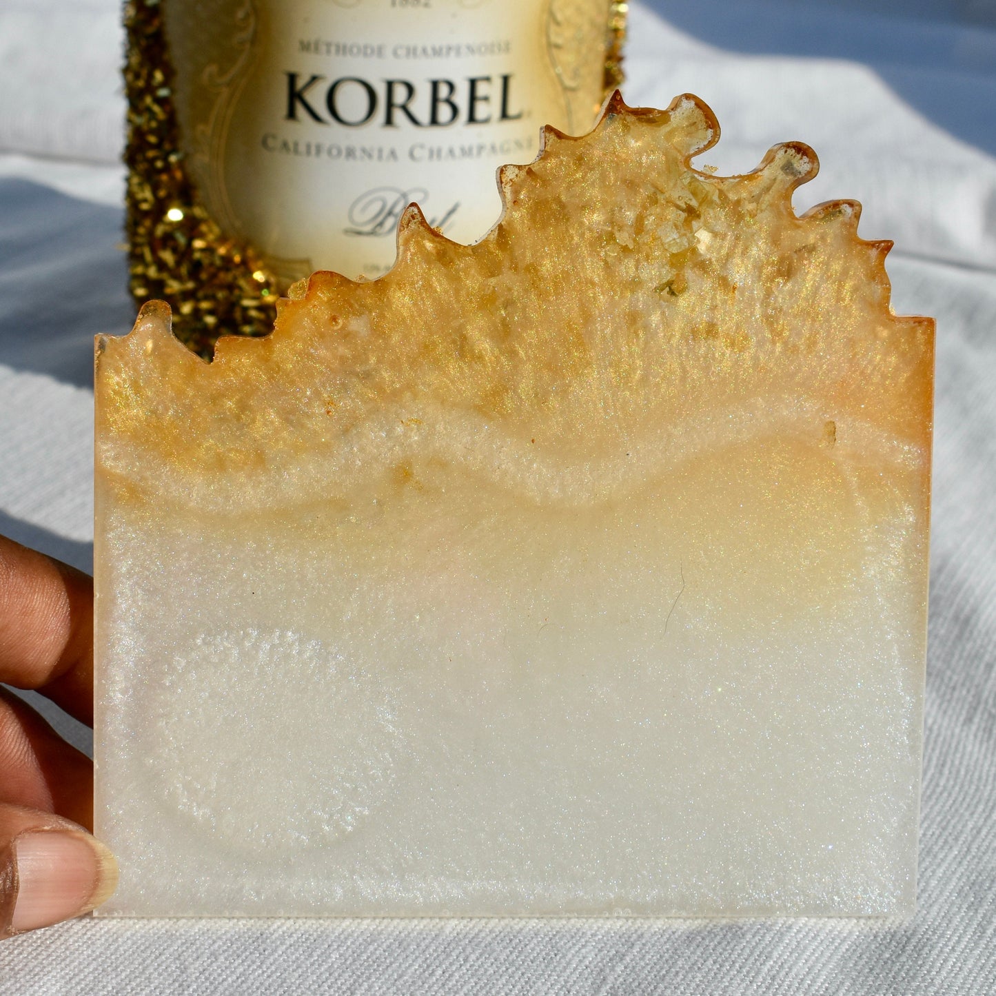 Personalized Wave Edge Coasters with Matching Display Holder