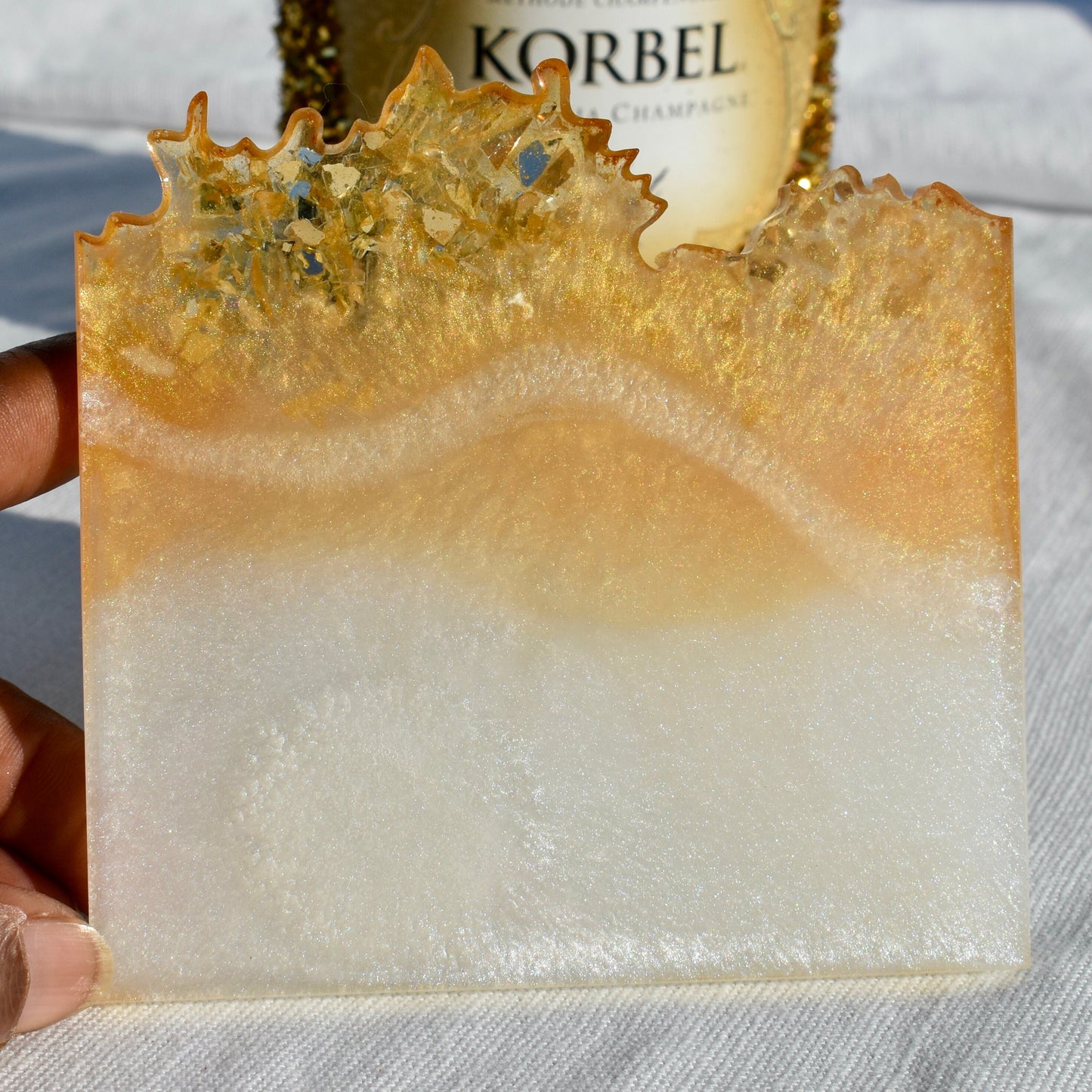 Personalized Wave Edge Coasters with Matching Display Holder