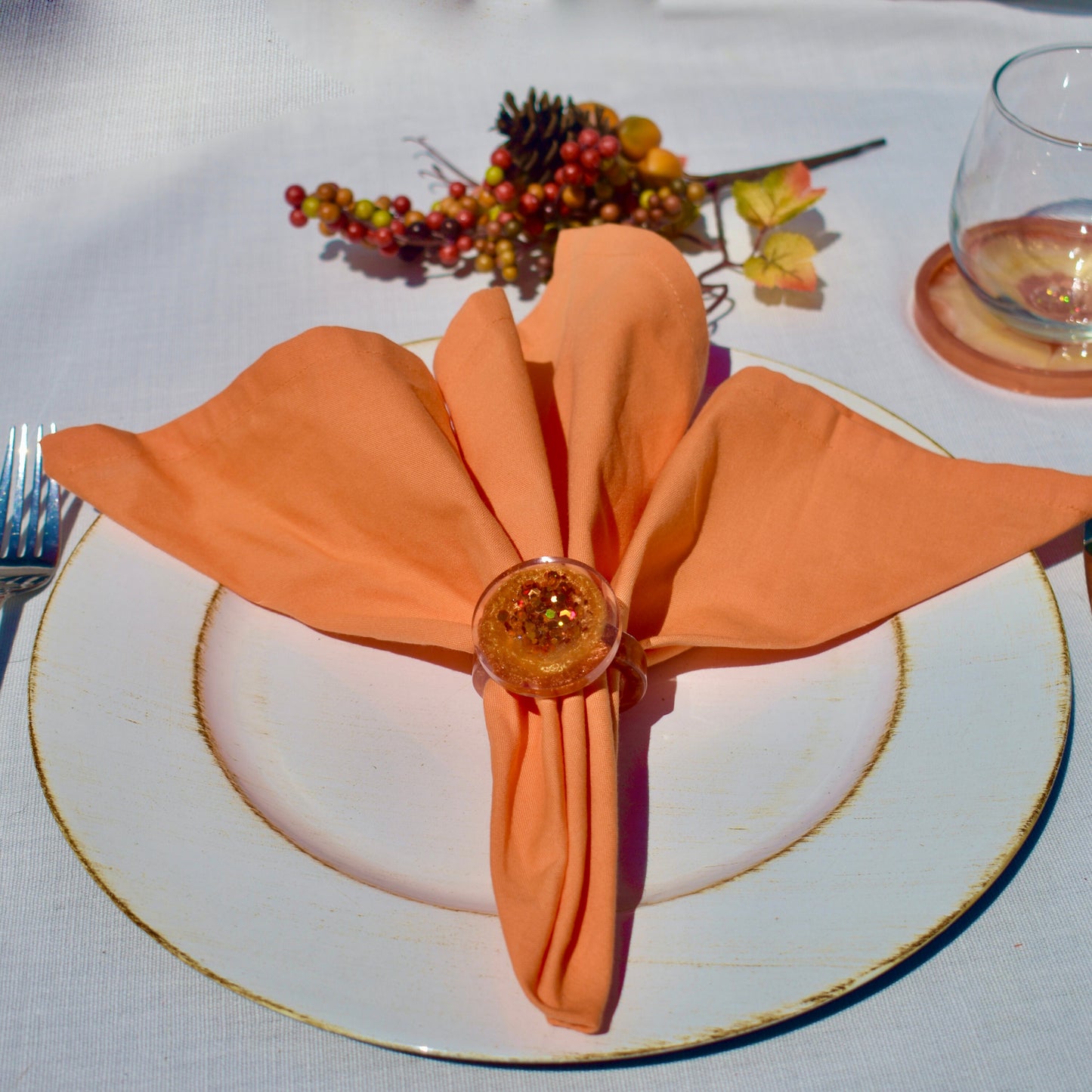 Yellow Orange Napkin Ring Set (4)