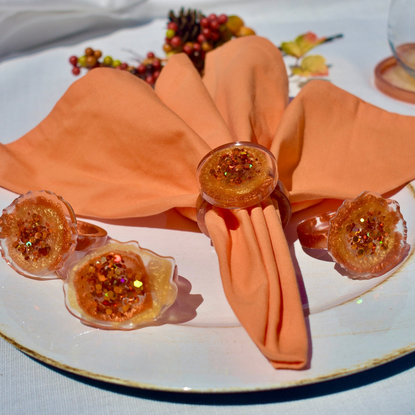 Yellow Orange Napkin Ring Set (4)