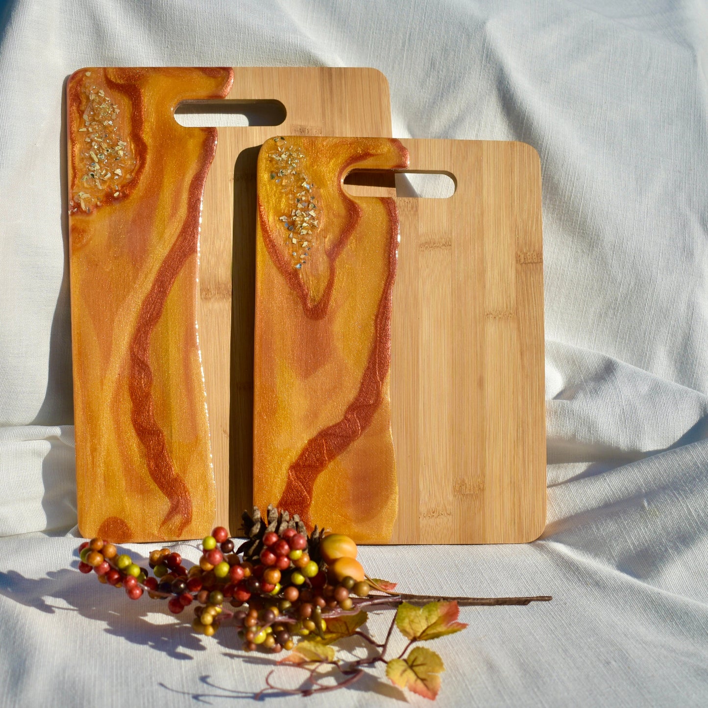 Orange 2-piece Bamboo Cheese Board Set