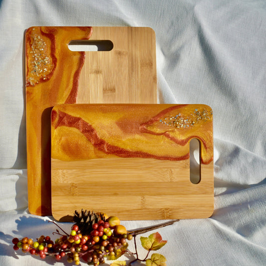 Orange 2-piece Bamboo Cheese Board Set
