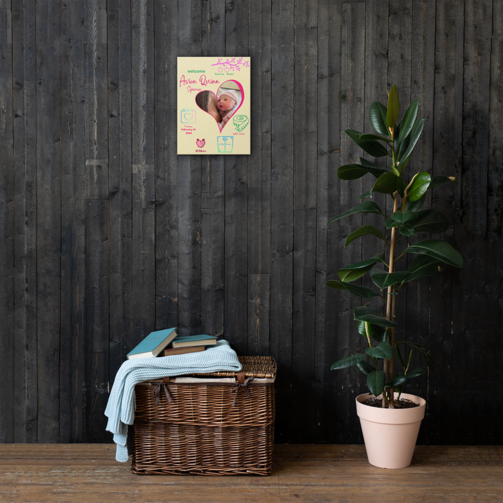 Personalized Birth Announcement Canvas • Personalized Newborn Baby Wall Art