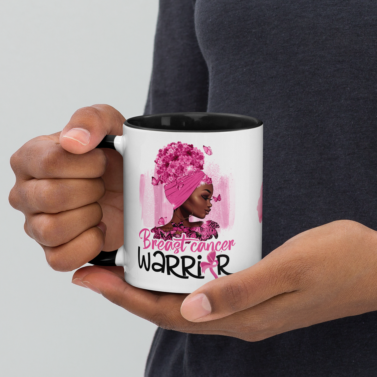 Breast Cancer Warrior Mug • Afro Breast Cancer Coffee Mug • Black Cancer Survivor