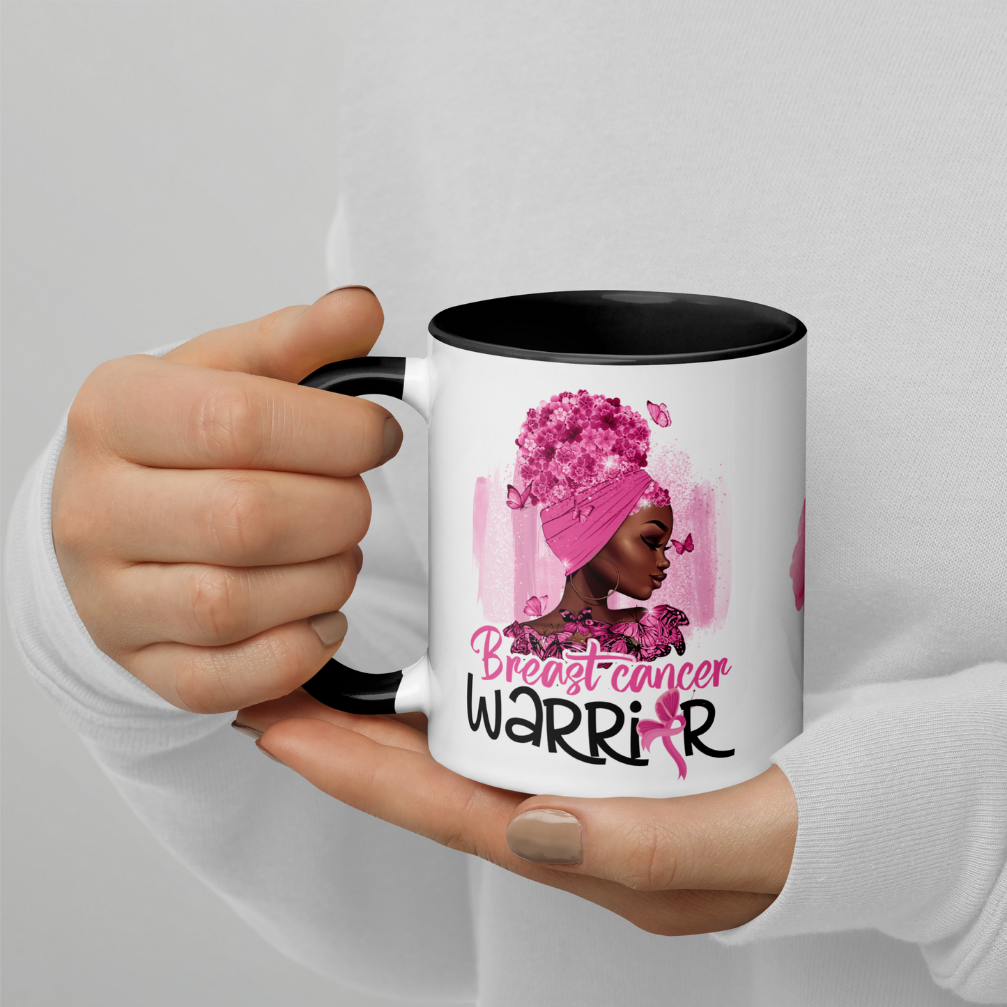 Breast Cancer Warrior Mug • Afro Breast Cancer Coffee Mug • Black Cancer Survivor