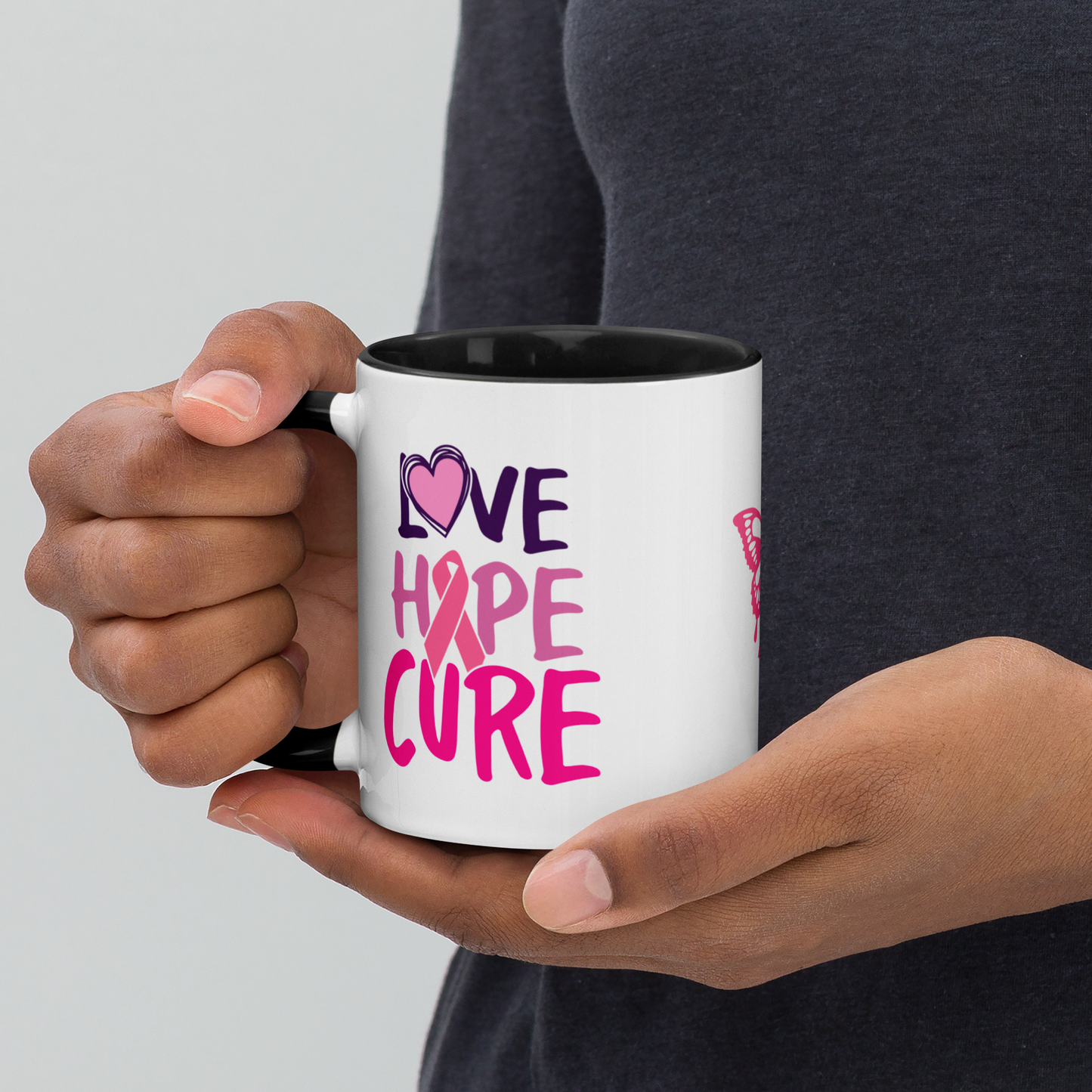 Breast Cancer “Love Hope Cure” Mug 🎀 Inspirational Breast Cancer Coffee