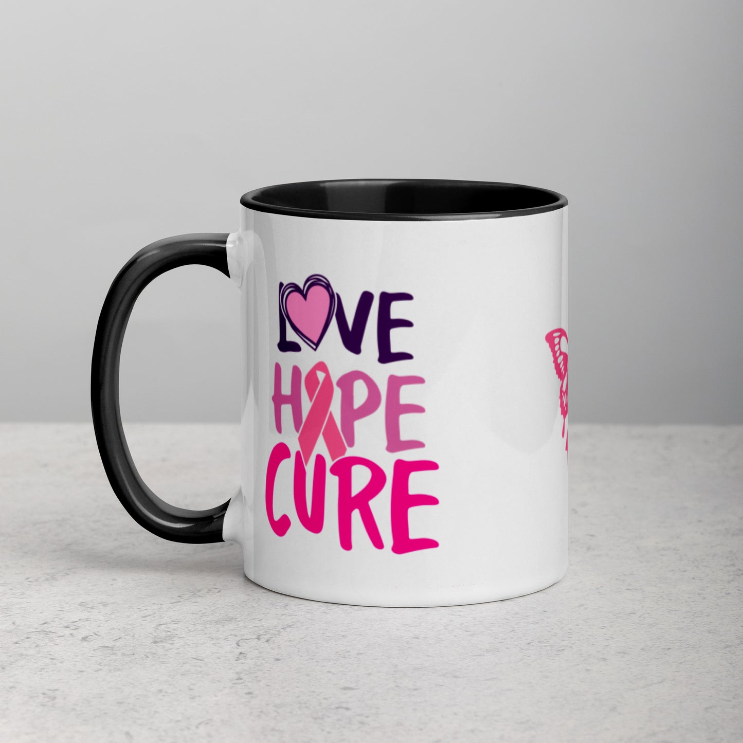 Breast Cancer “Love Hope Cure” Mug 🎀 Inspirational Breast Cancer Coffee