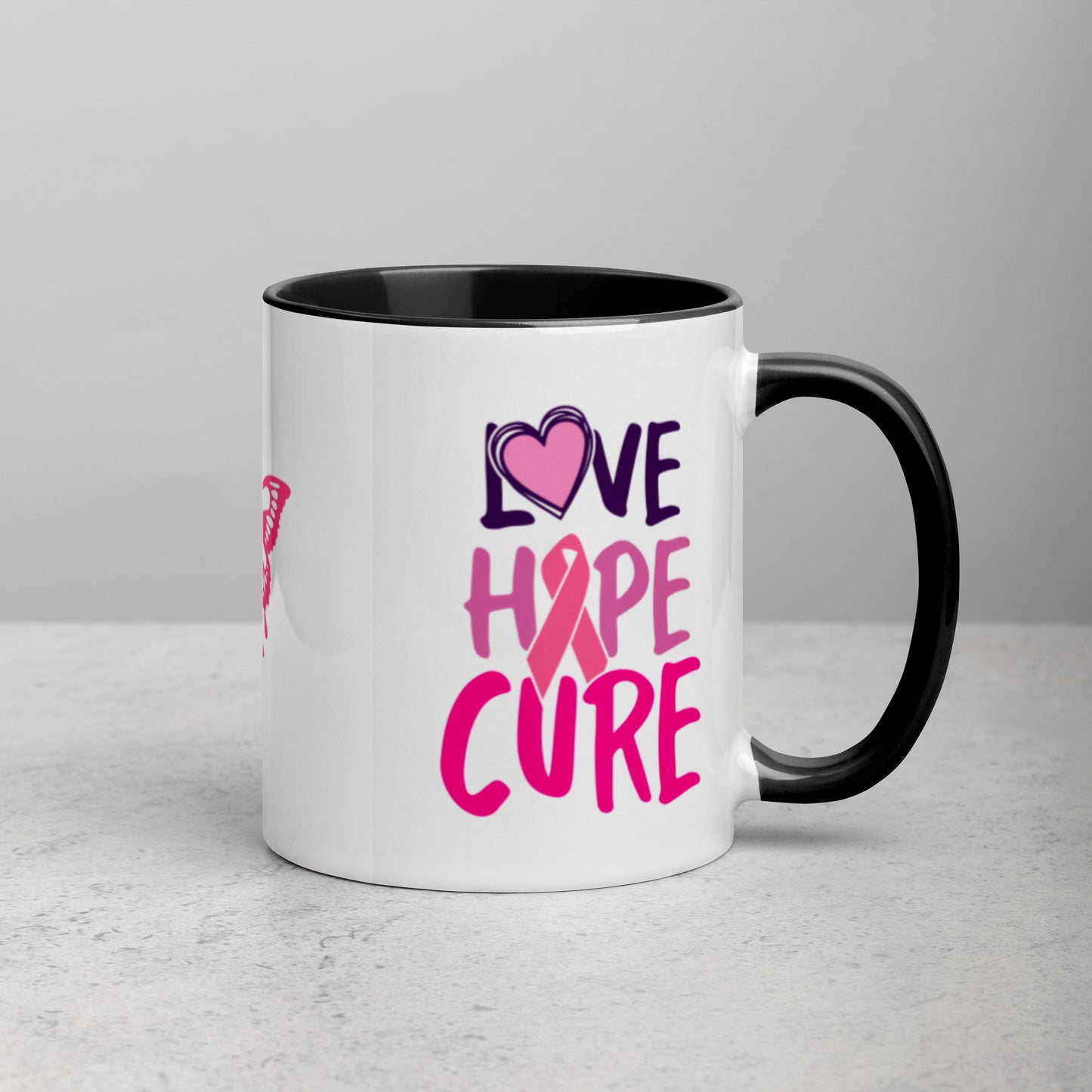 Breast Cancer “Love Hope Cure” Mug 🎀 Inspirational Breast Cancer Coffee