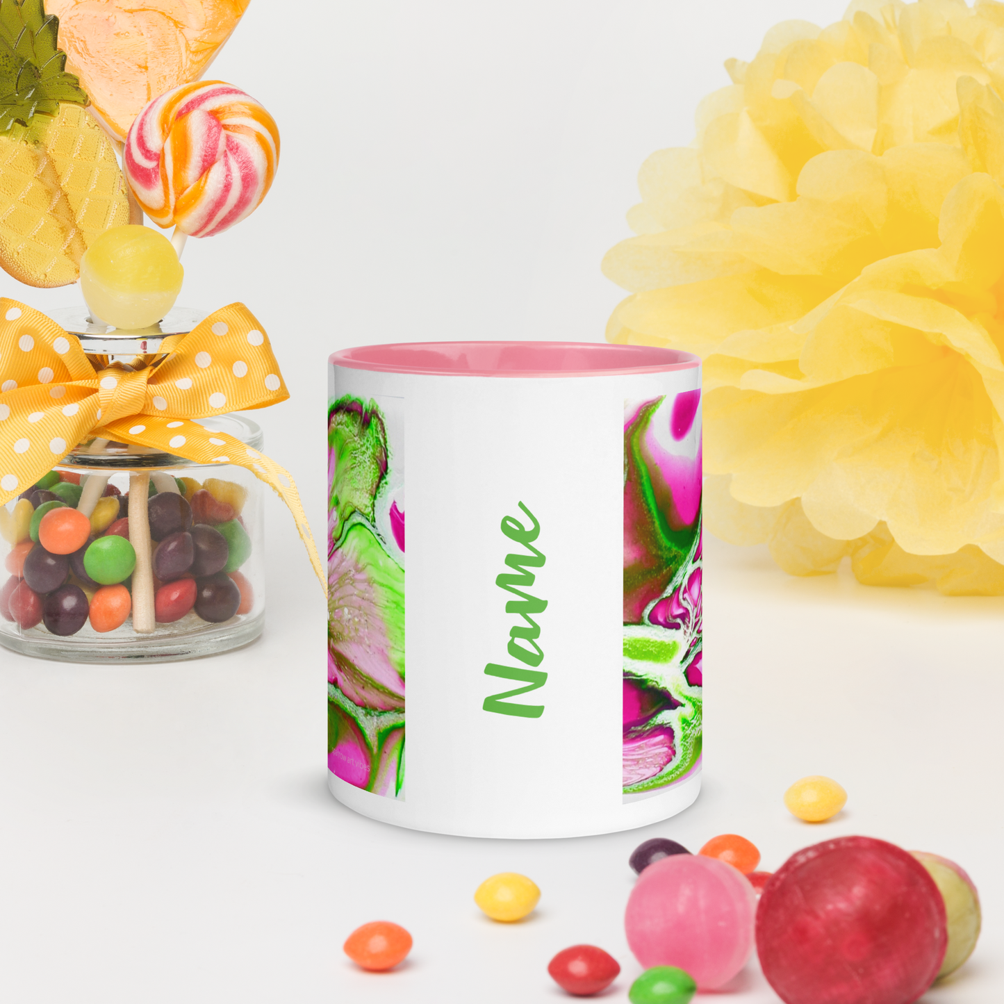Personalized Pink & Green Mug • Custom Sorority Coffee Mug