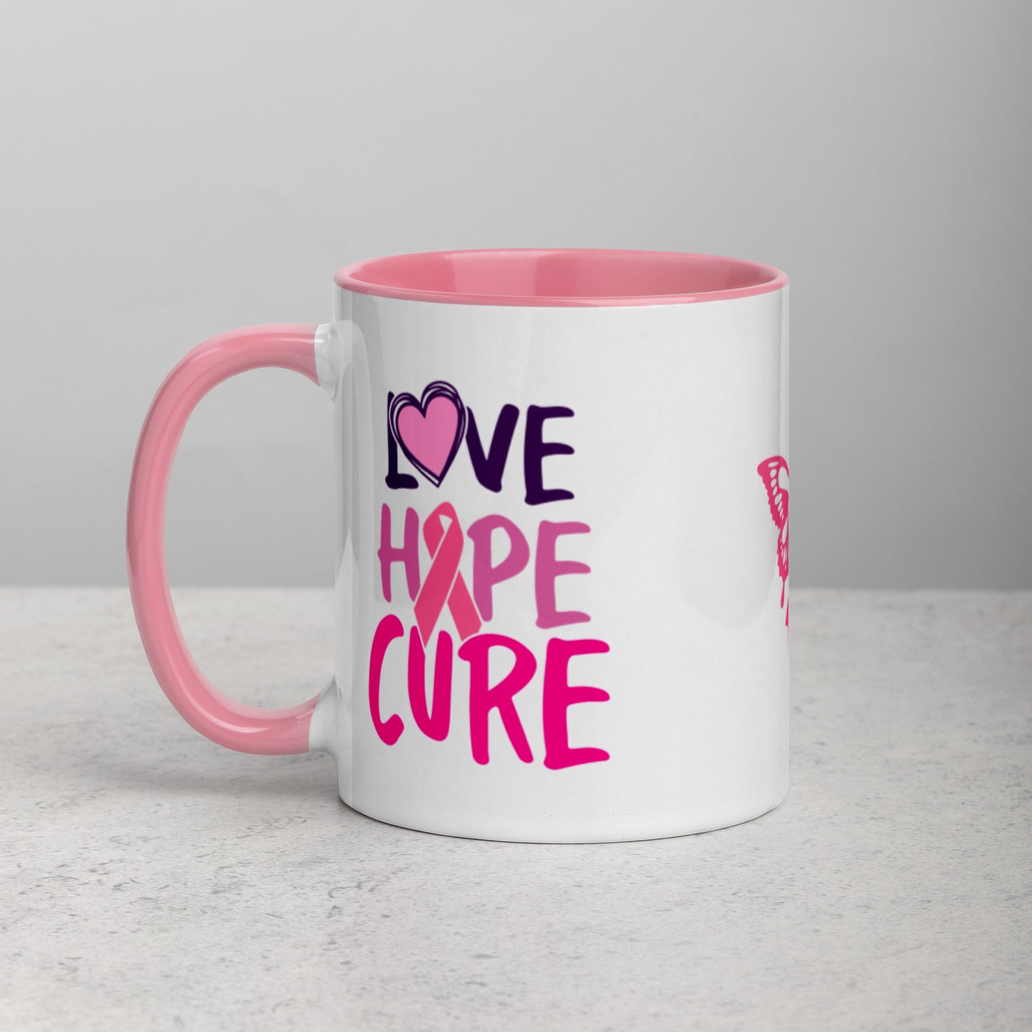 Breast Cancer “Love Hope Cure” Mug 🎀 Inspirational Breast Cancer Coffee