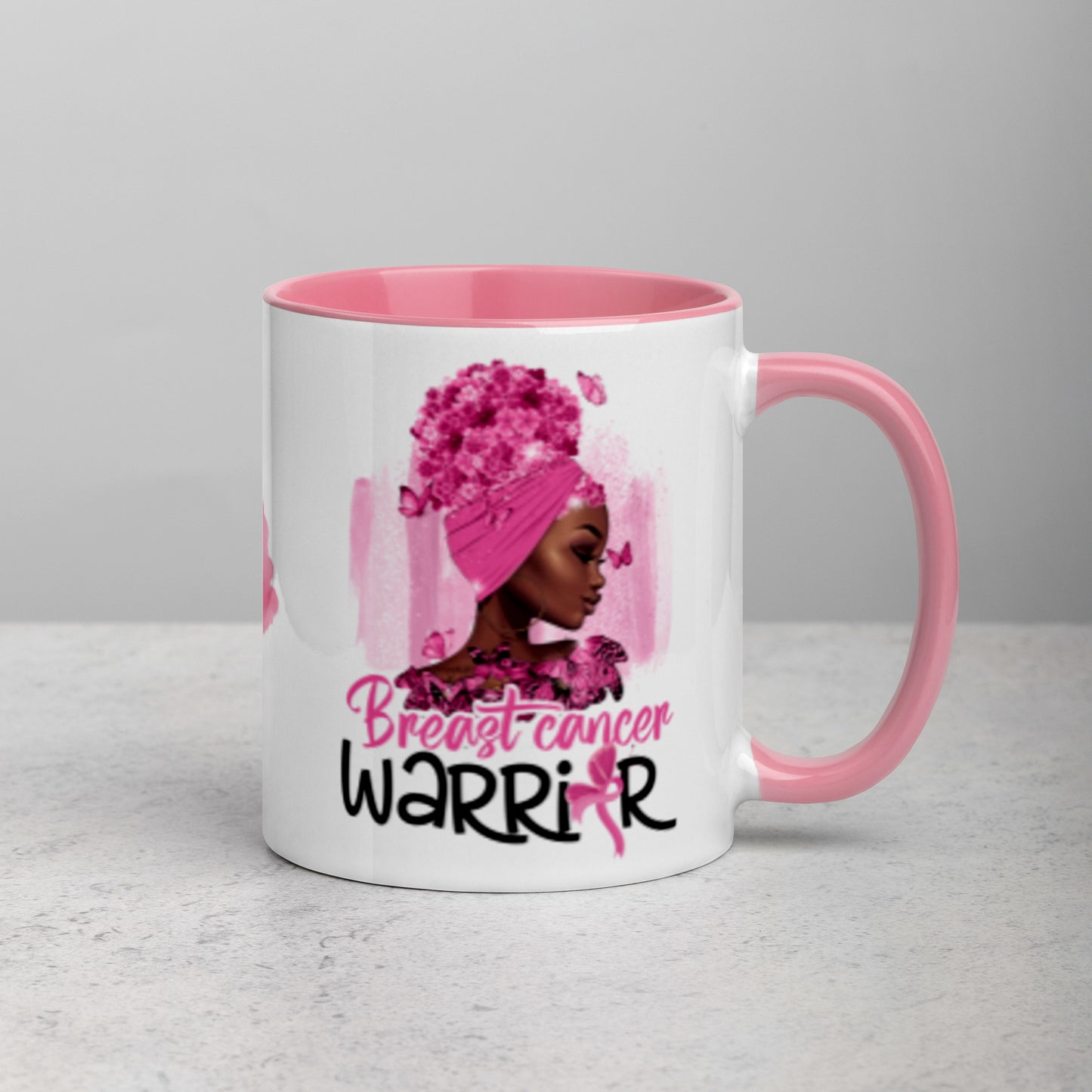Breast Cancer Warrior Mug • Afro Breast Cancer Coffee Mug • Black Cancer Survivor