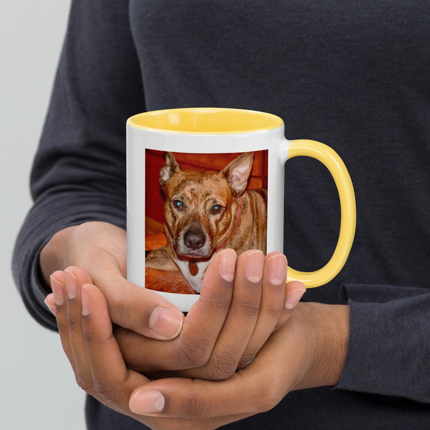Custom DOG Lover Mug w Color Inside • Dog Photo Coffee Mug