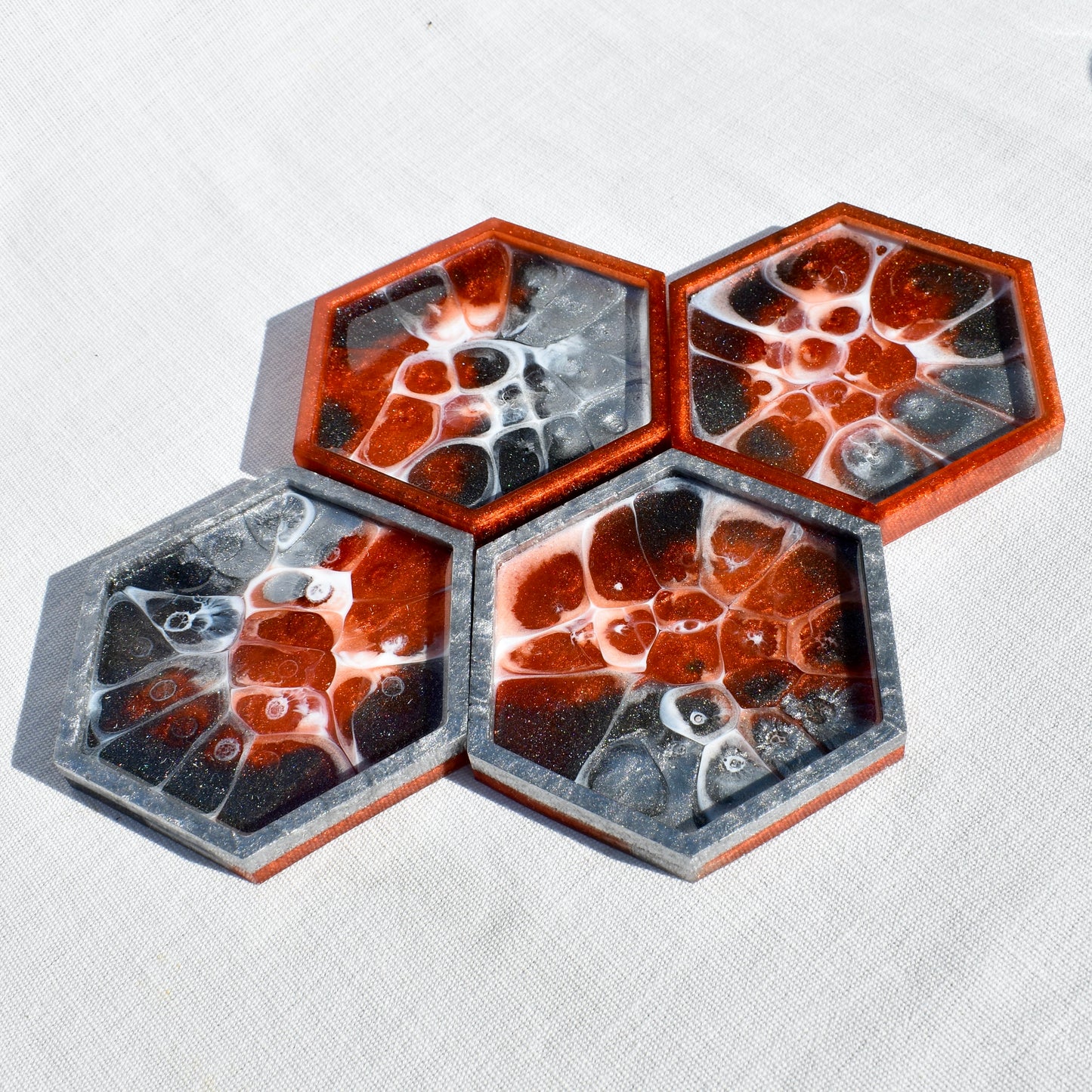 Father’s Day Gift • Dad Hexagon Coasters • Metallic Look Coasters