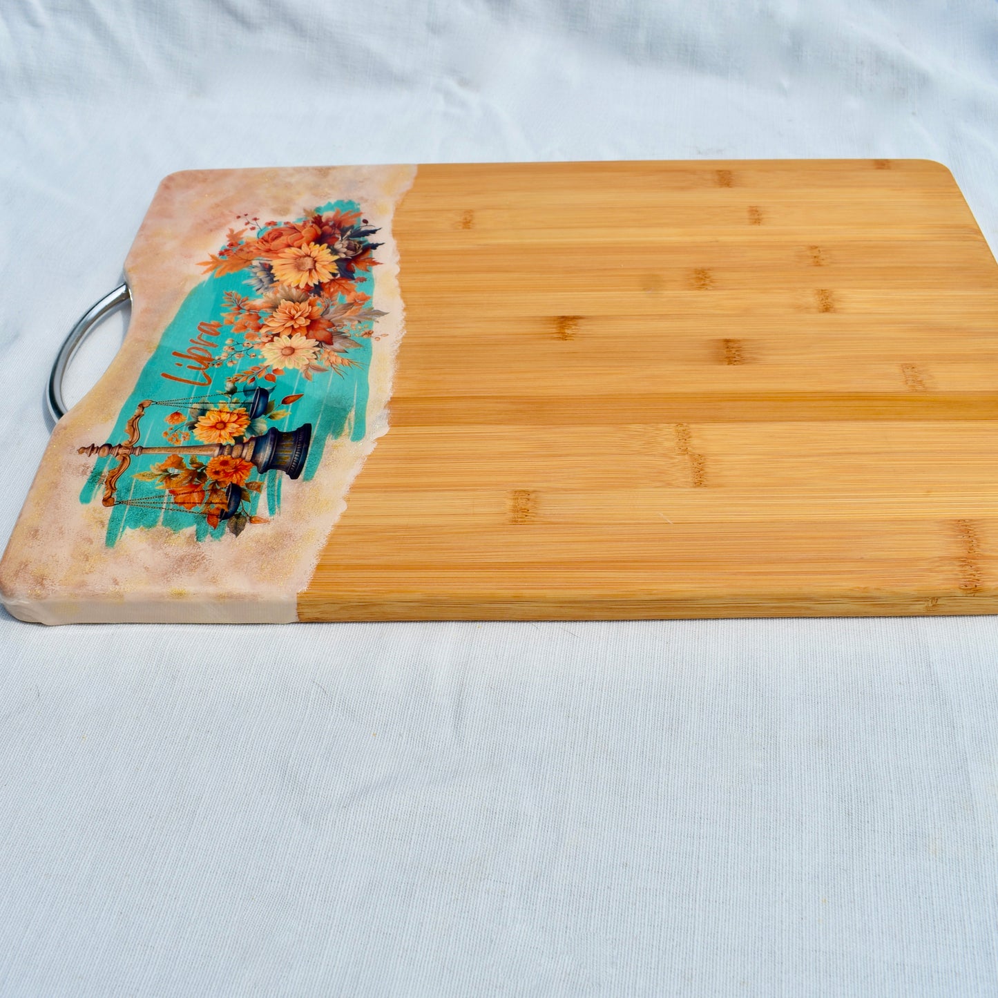 Libra Bamboo Charcuterie Board with 4 Coasters • Charcuterie Board Serving Set Gift