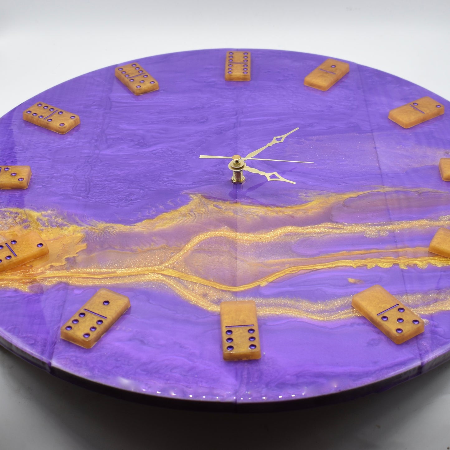 Purple & Gold Dominoes Wall Clock • Fraternity Dominoes Wall Clock • Father’s Day Wall Clock