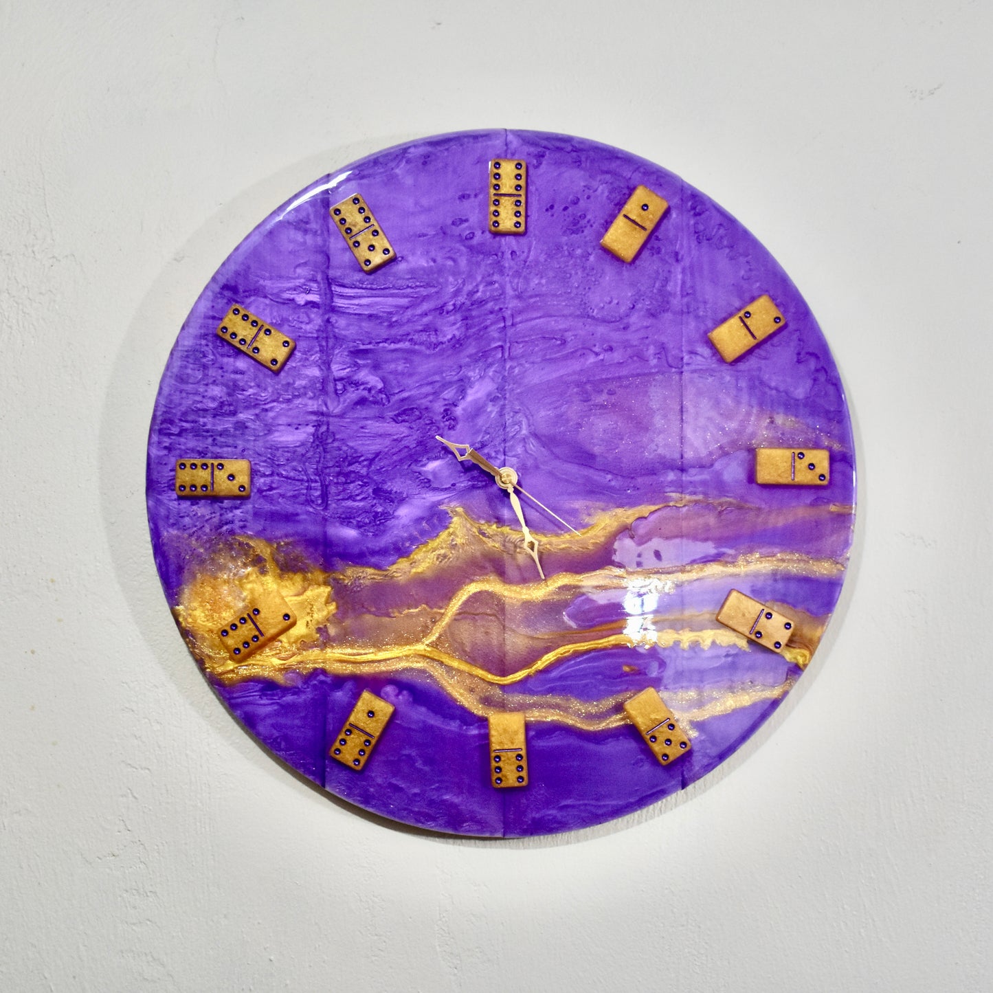 Purple & Gold Dominoes Wall Clock • Fraternity Dominoes Wall Clock • Father’s Day Wall Clock