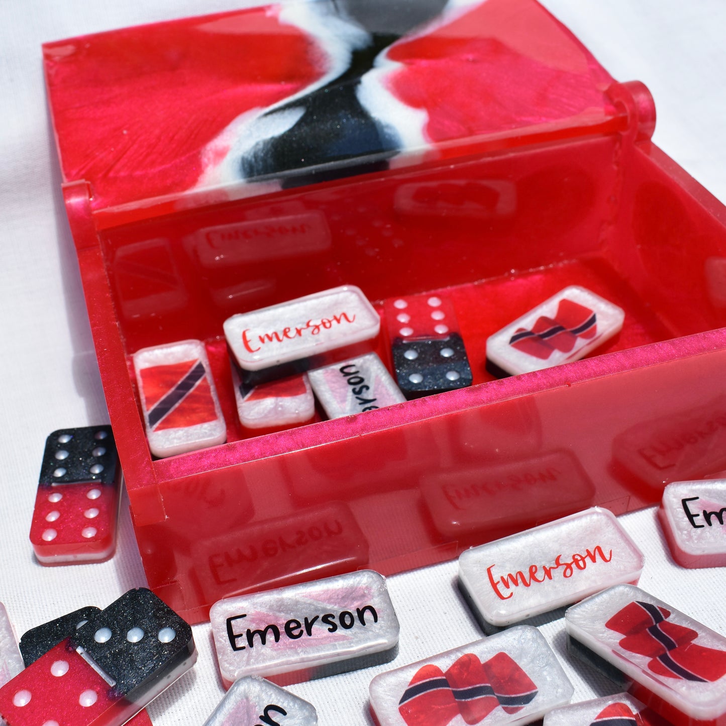 Trinidad Themed Dominoes • Trinidadian Flag Dominoes • Personalized Dominoes Set