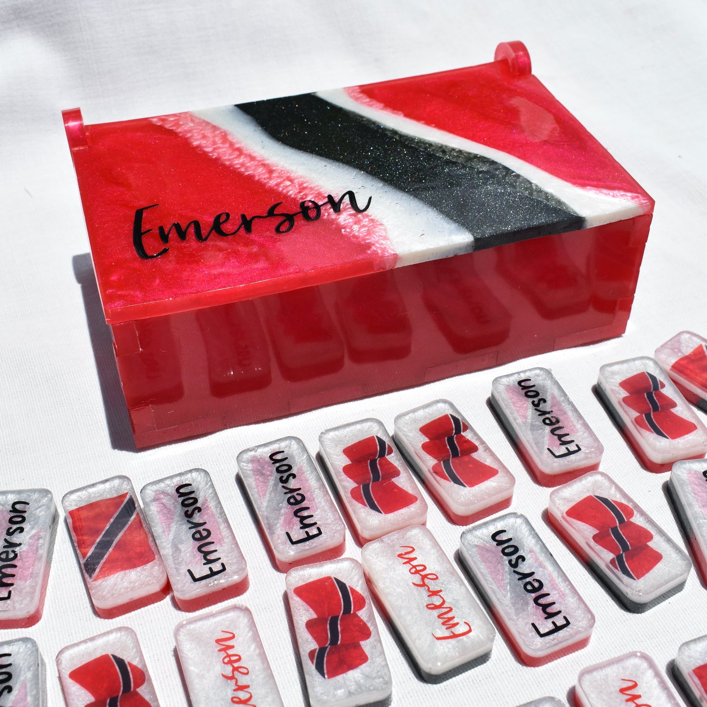 Trinidad Themed Dominoes • Trinidadian Flag Dominoes • Personalized Dominoes Set