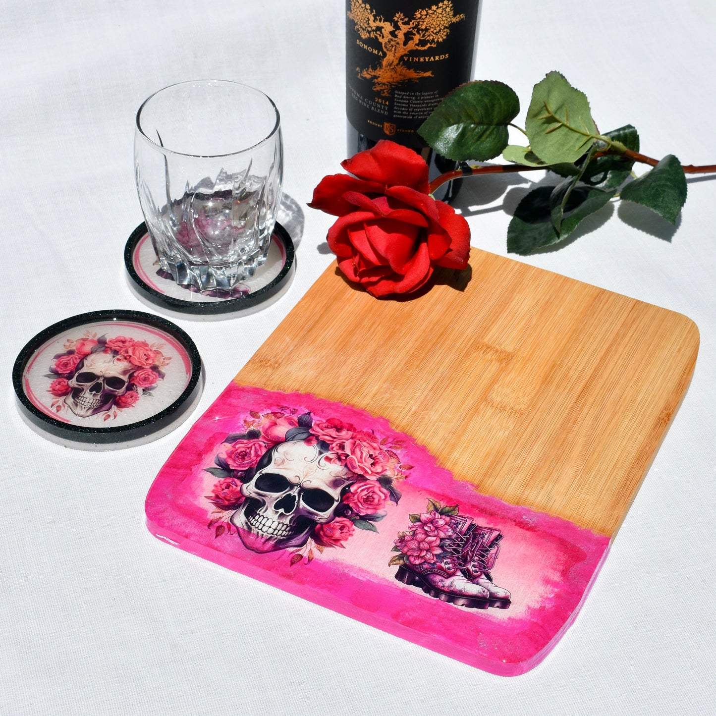 Goth Girl Charcuterie Board Gift • Gothic Cutting Board Set