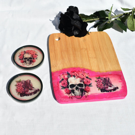 Goth Girl Charcuterie Board Gift • Gothic Cutting Board Set