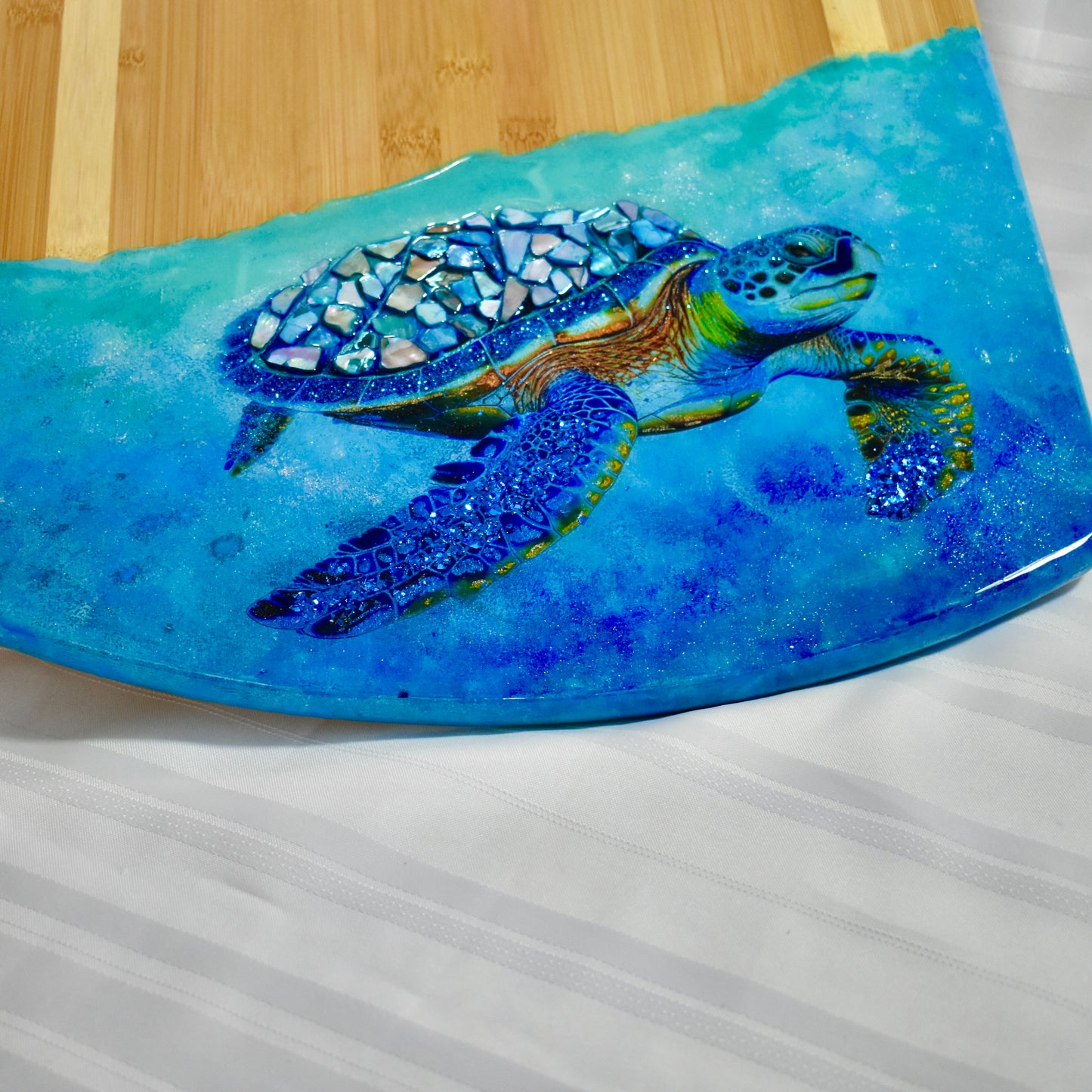 Sea Turtle Charcuterie-Cutting Board • Multi-purpose Sea Turtle Serving Board• Bamboo Sea Turtle Serving Board