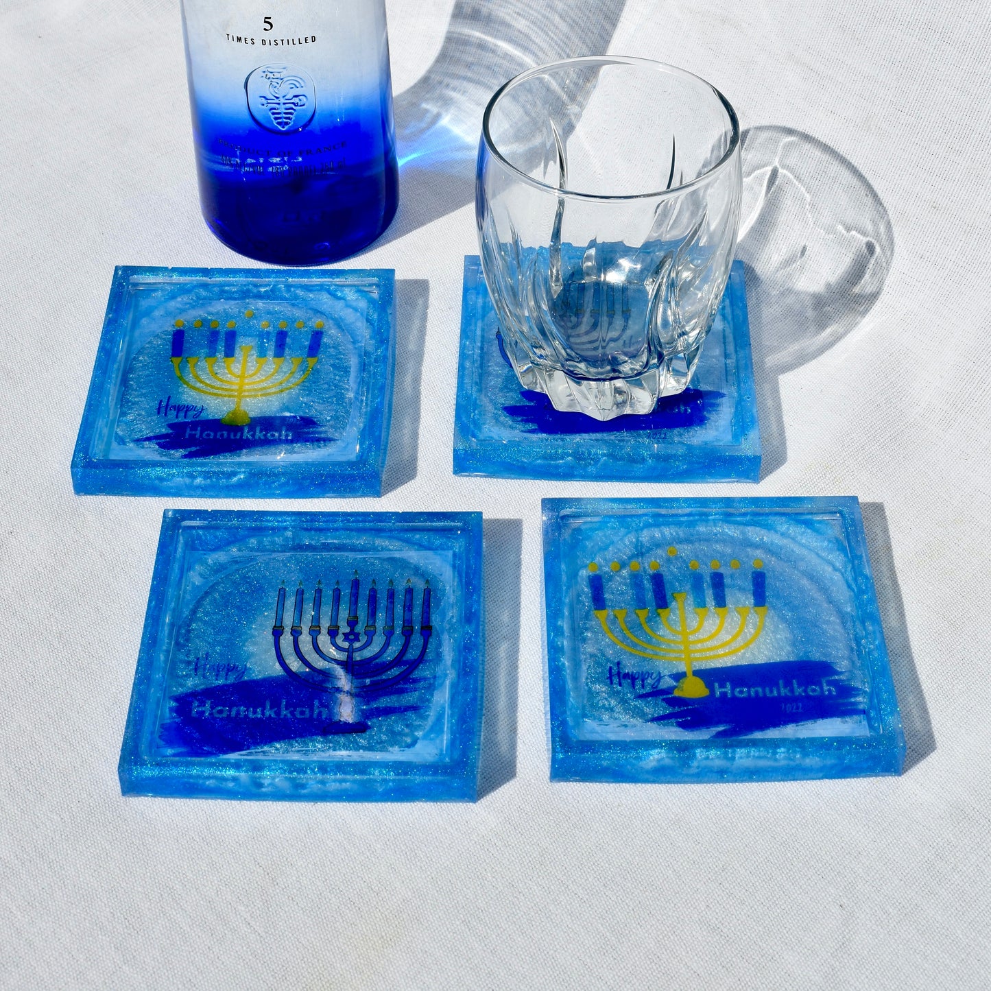 Hanukkah Themed Coasters • Hanukkah Menorah Coasters • Jewish Coasters