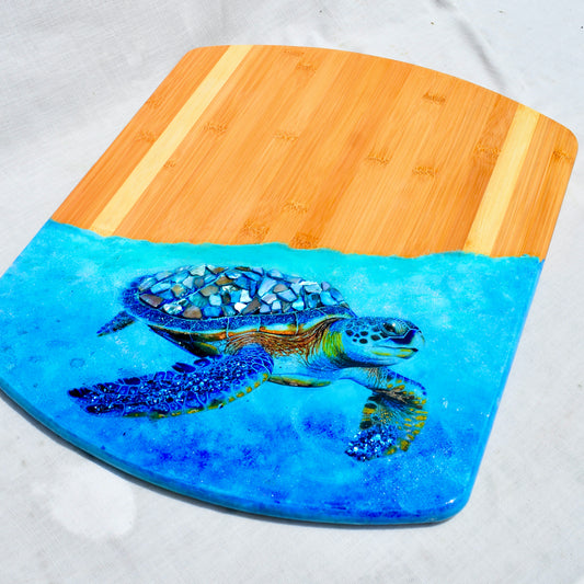 Sea Turtle Charcuterie-Cutting Board • Multi-purpose Sea Turtle Serving Board• Bamboo Sea Turtle Serving Board