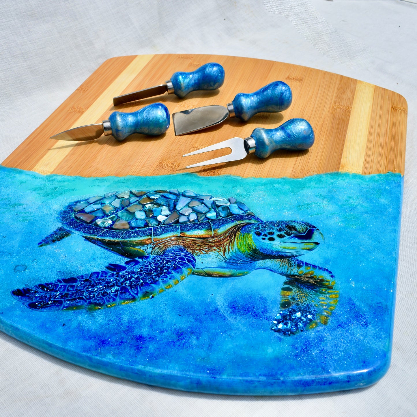 Sea Turtle Charcuterie-Cutting Board • Multi-purpose Sea Turtle Serving Board• Bamboo Sea Turtle Serving Board