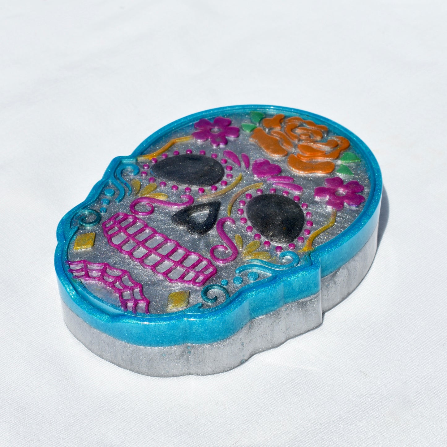 Sugar Skull Candy Dish w Lid • Dia de Los Muertos Dish Gift • Halloween Decor