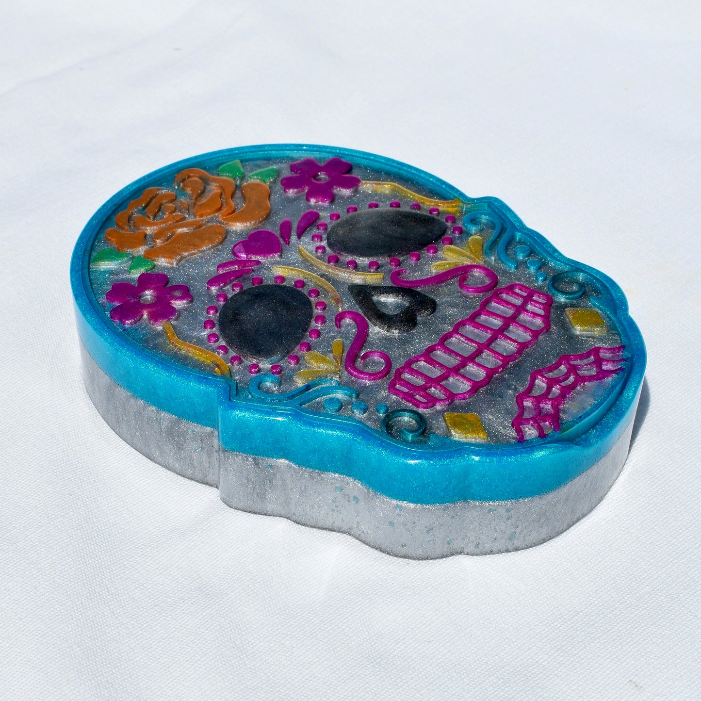 Sugar Skull Candy Dish w Lid • Dia de Los Muertos Dish Gift • Halloween Decor