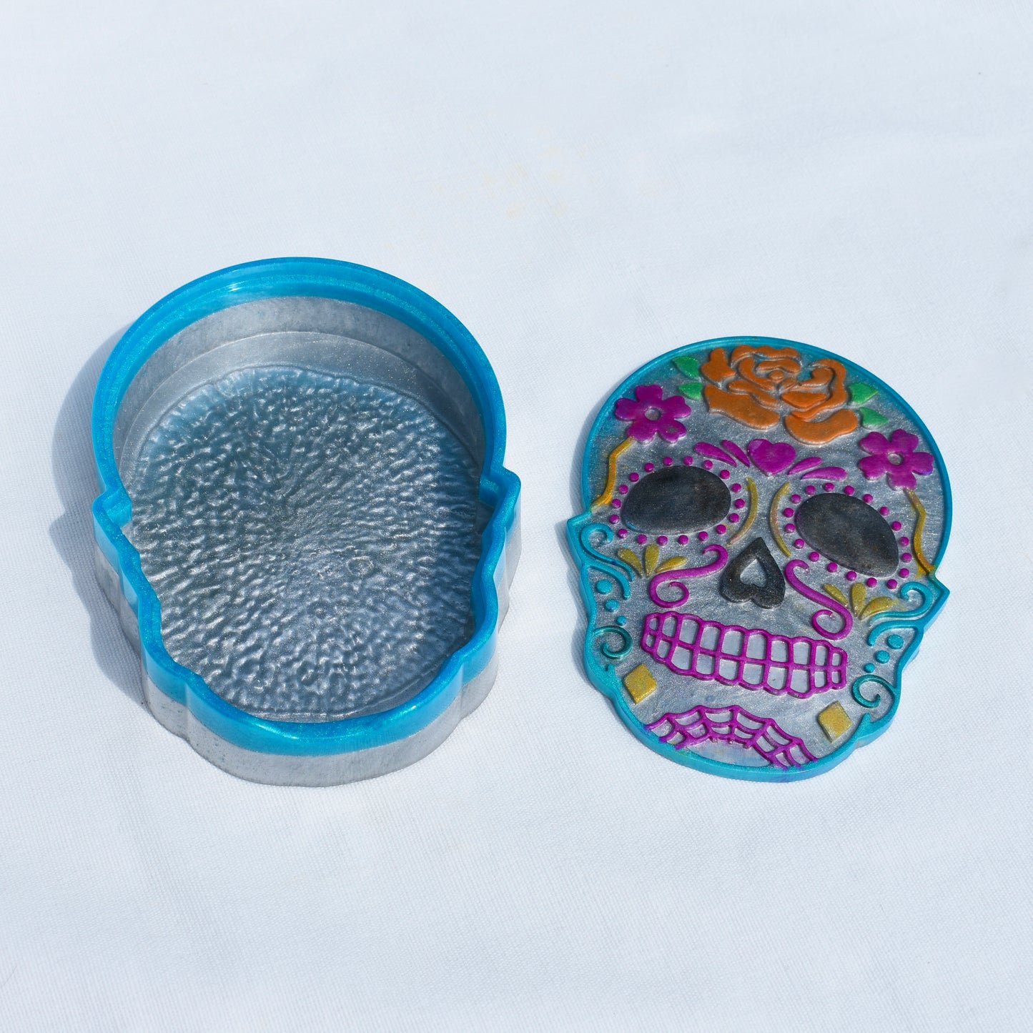 Sugar Skull Candy Dish w Lid • Dia de Los Muertos Dish Gift • Halloween Decor