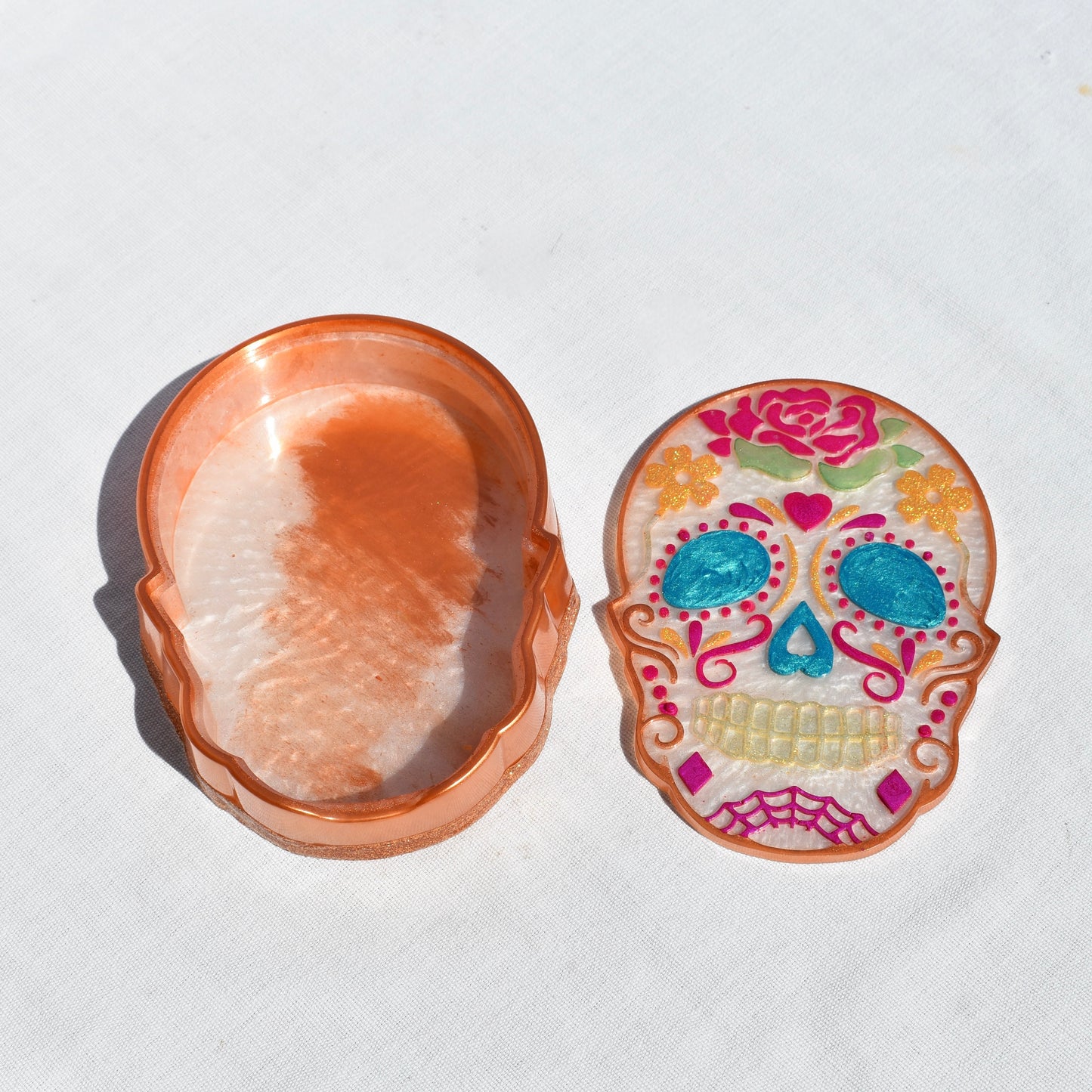 Sugar Skull Candy Dish w Lid • Dia de Los Muertos Dish Gift • Halloween Decor