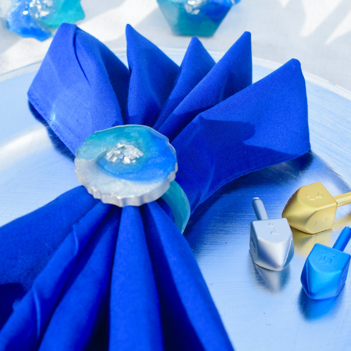 Hanukkah-Themed Napkin Rings • Hanukkah Table Decor • Dinner Party Napkin