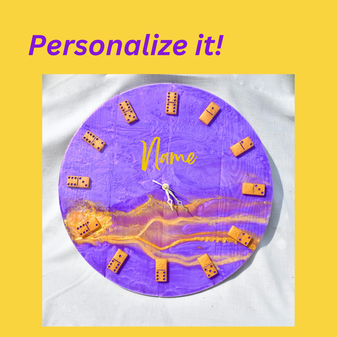 Purple & Gold Dominoes Wall Clock • Fraternity Dominoes Wall Clock • Father’s Day Wall Clock