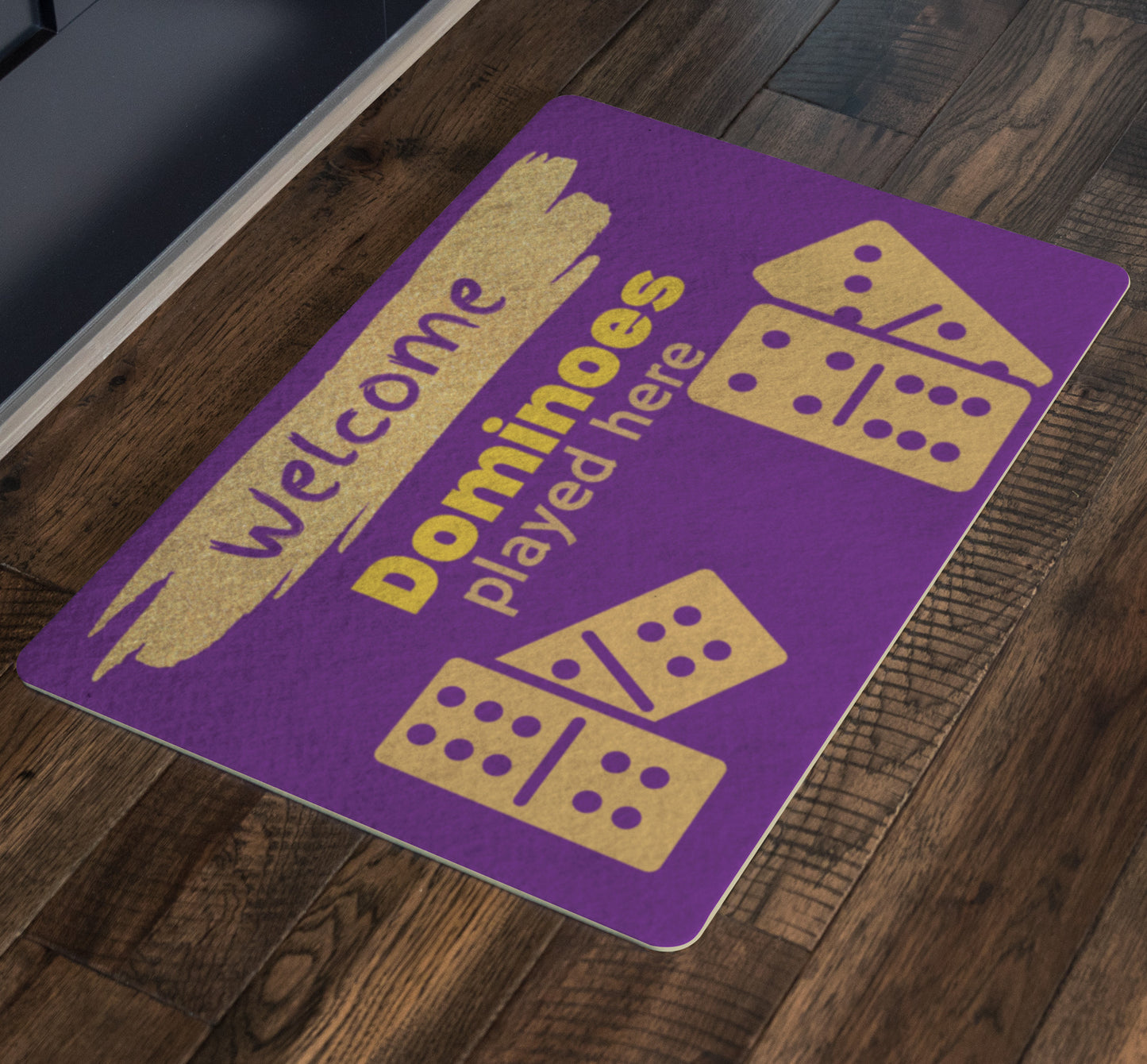 Purple & Gold Dominoes Door Mat