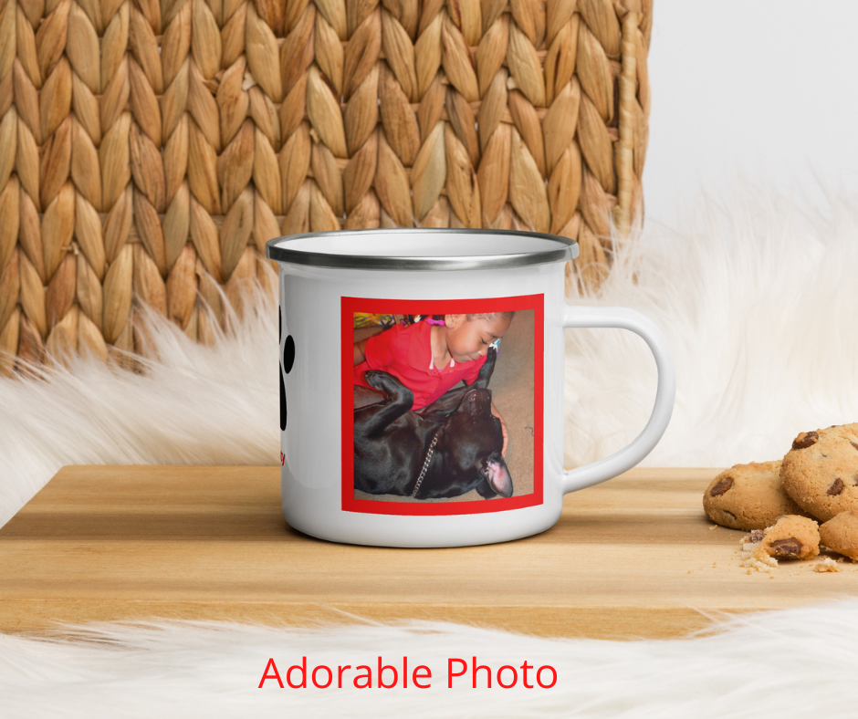 Custom Enamel DOG Mug • Personalized Dog Mug • Campfire Dog Lover Mug • Vintage Enamel Mug