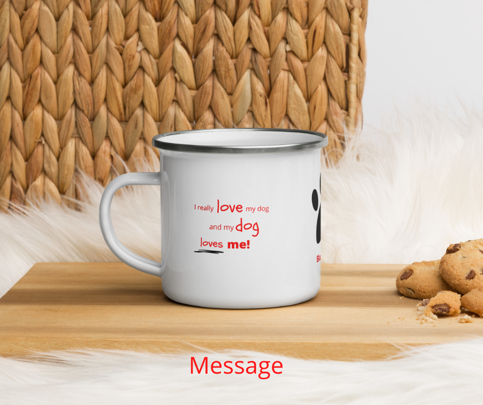 Custom Enamel DOG Mug • Personalized Dog Mug • Campfire Dog Lover Mug • Vintage Enamel Mug
