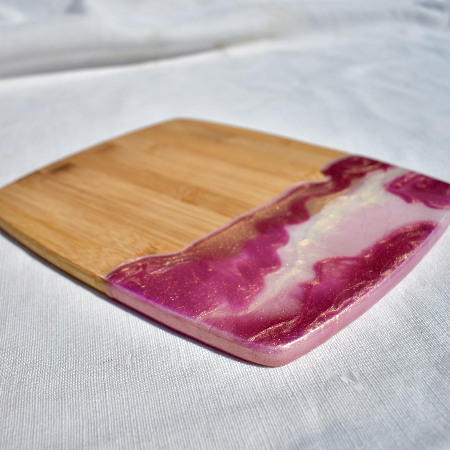 Rose Quartz Coasters & Snack Board Set • 4-Piece Rose Coaster & Board Gift