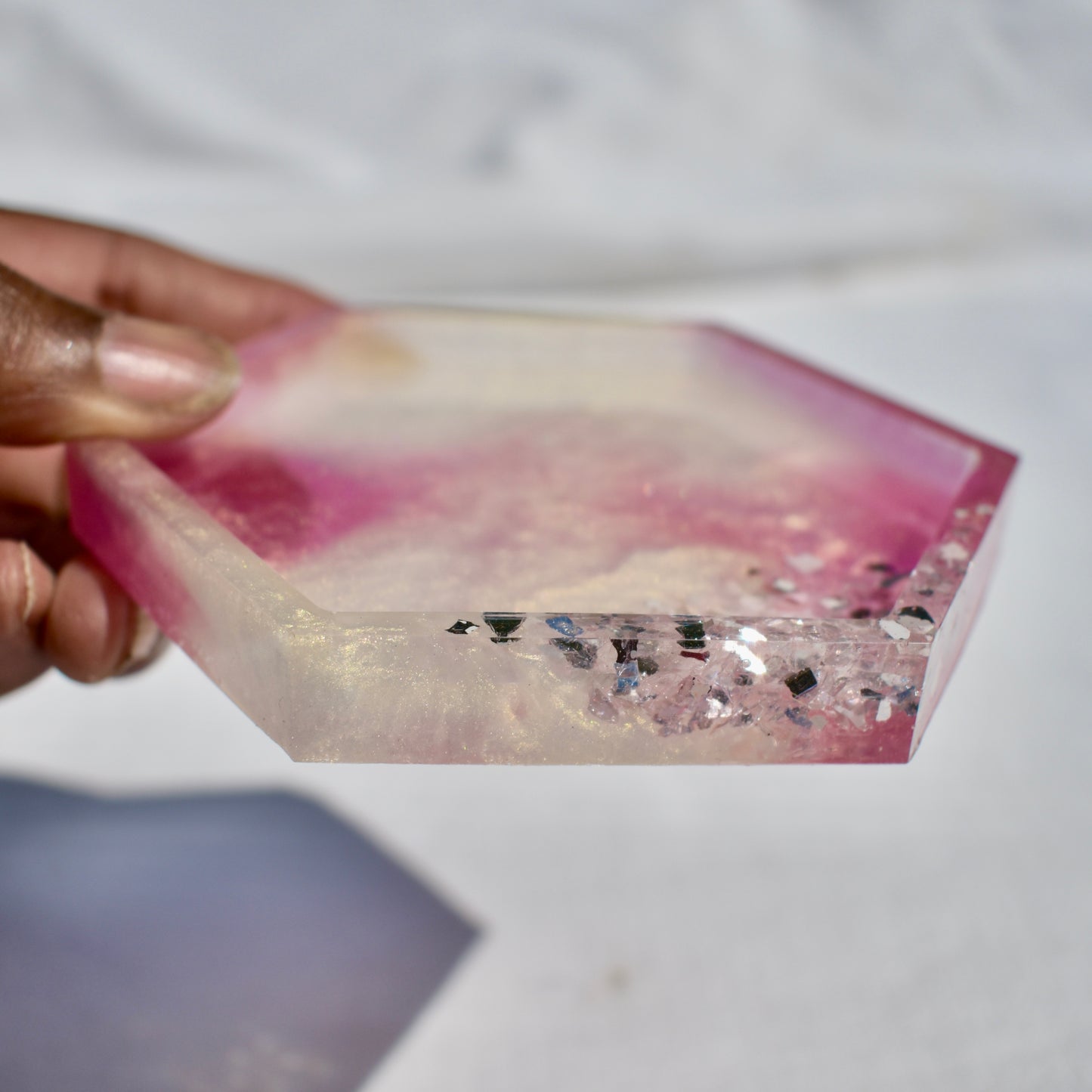 Rose Quartz Coasters & Snack Board Set • 4-Piece Rose Coaster & Board Gift