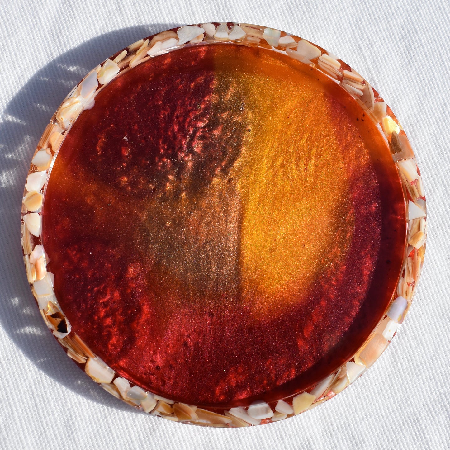 Abalone Shell Rimmed Coasters (Assorted Colors - set of 6)