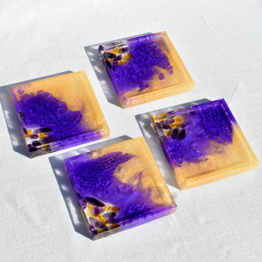 Purple & Gold Square Coasters