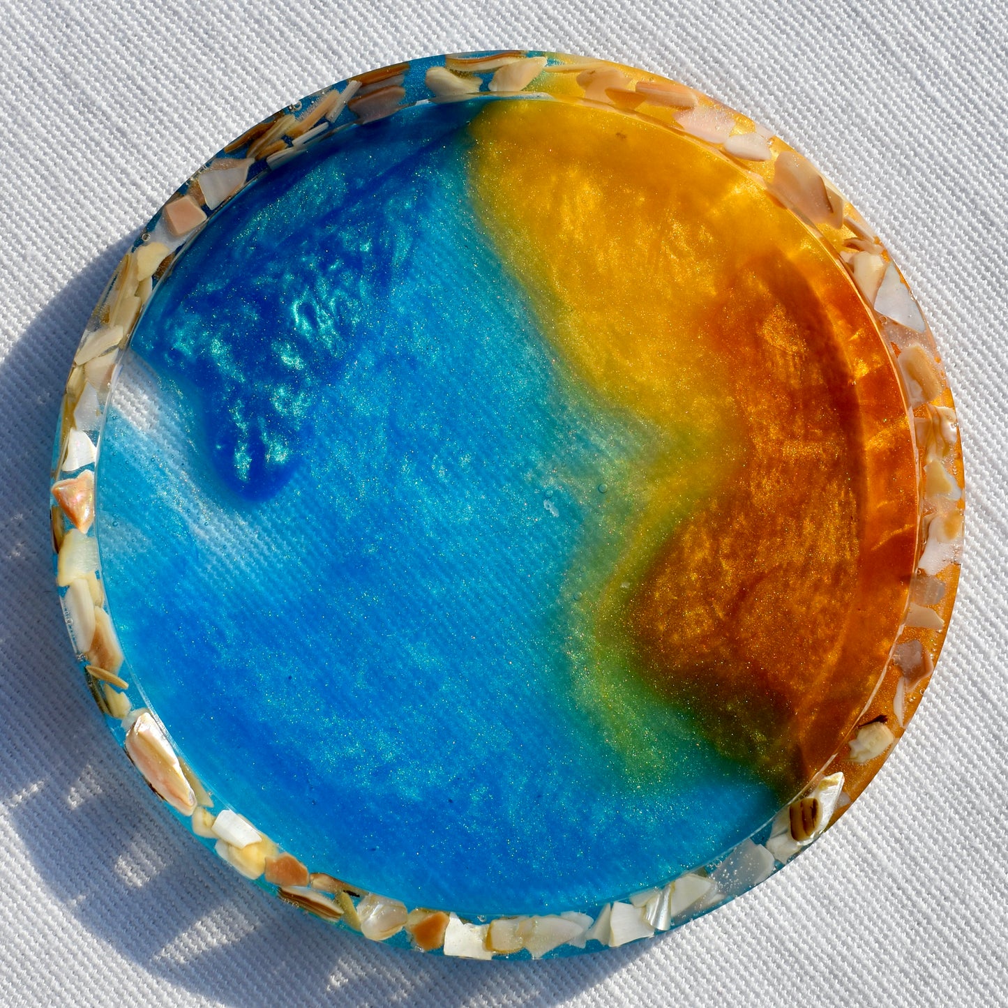 Abalone Shell Rimmed Coasters (Assorted Colors - set of 6)
