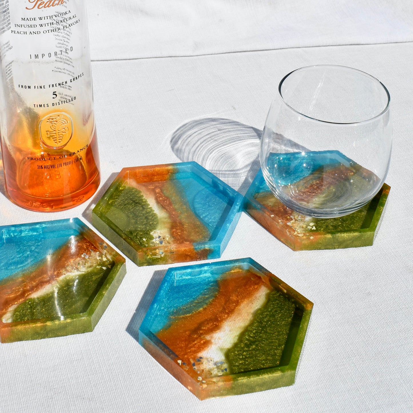 Hexagon Coasters – Assorted Gemstones Collection (set of 4)