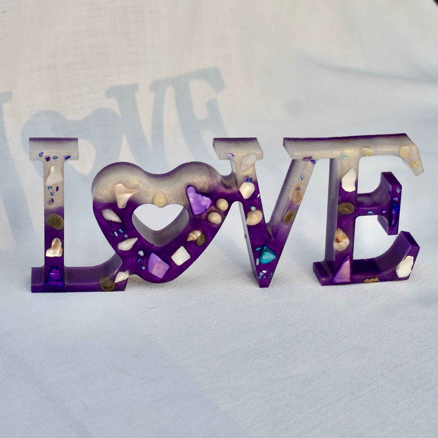 “Love” Word Art • Beach Themed Resin Word Art “LOVE” Decor